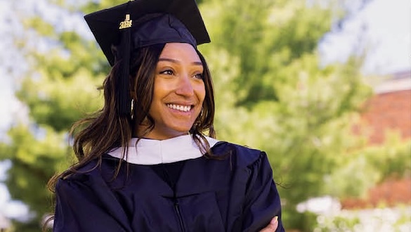 Female graduate smiling