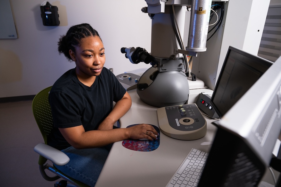 Student doing research in a nanotechnology lab