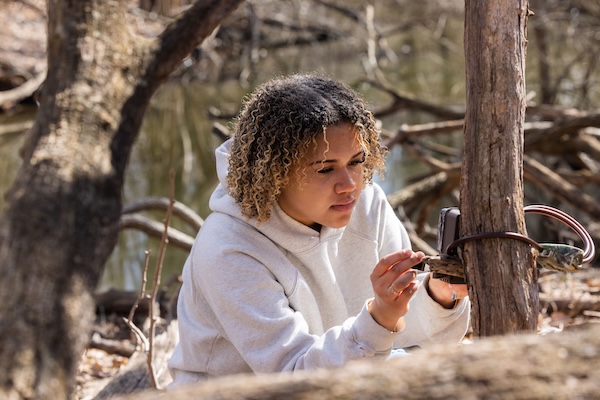 Student using a bio animal camera