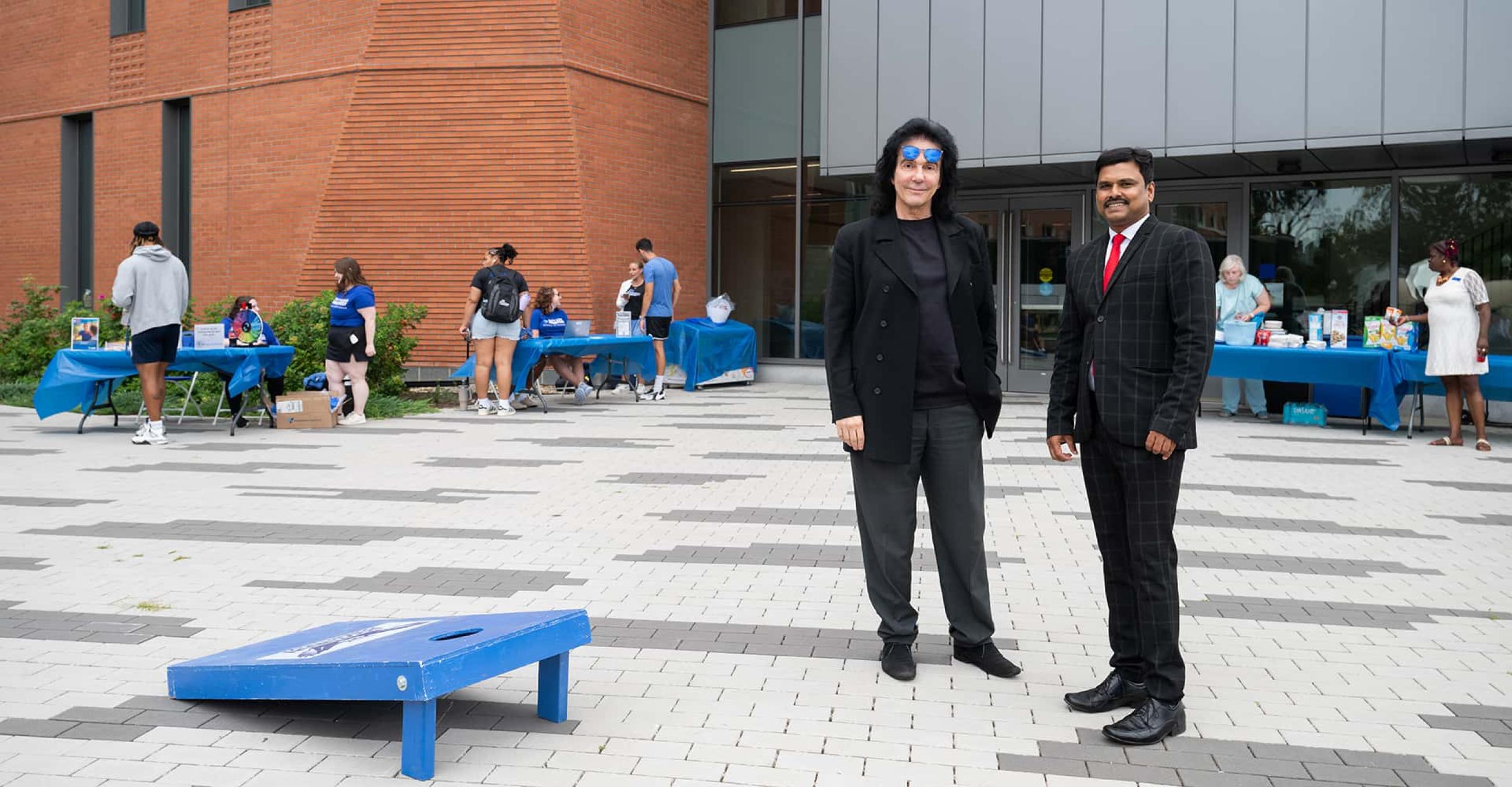 Jess Boronico, dean of the School of Business, and Birasnav Mutharaj, professor of operations management