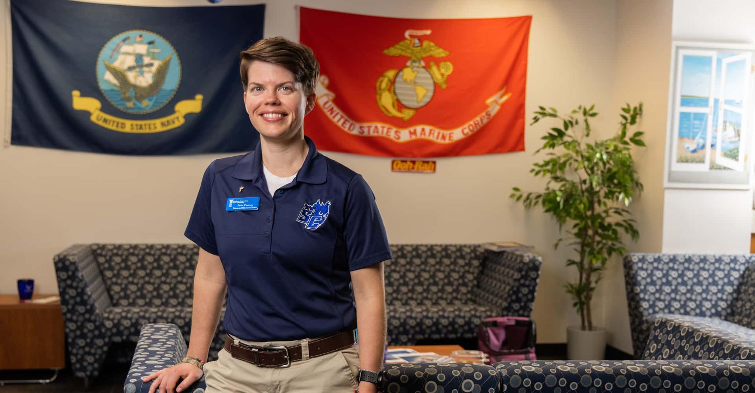 Britt Conroy, '16, MS '20, coordinator for Veteran, Military and Adult Learner Services