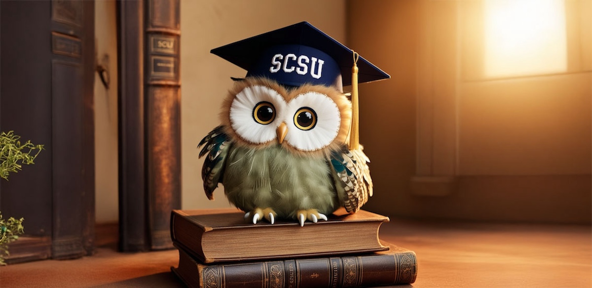 Owl with a cap